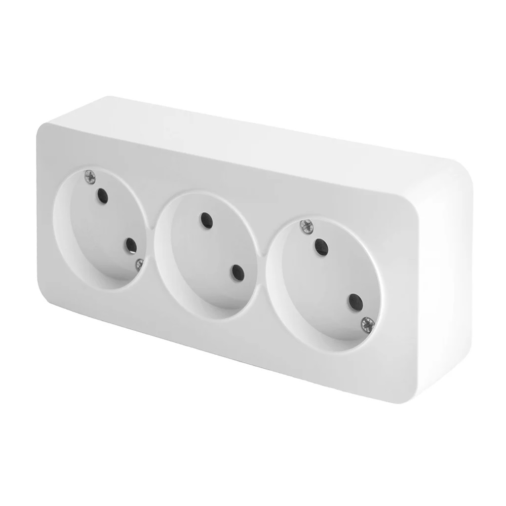 Розетка 3-местная Stekker MST10-13-01 София 49305, без заземления, накладная, цвет белый  