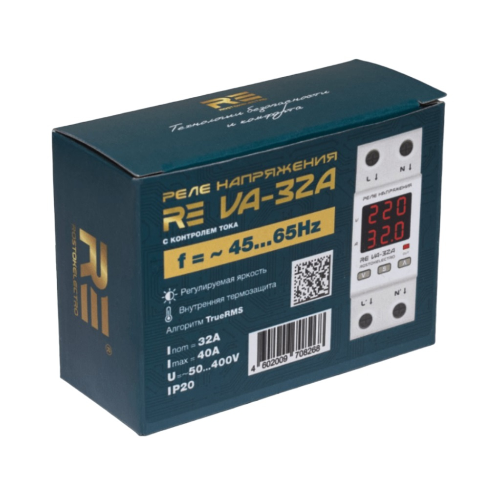 Реле напряжения Rostokelectro RE VА-32А, 1314, с контролем тока, регулируемая яркость