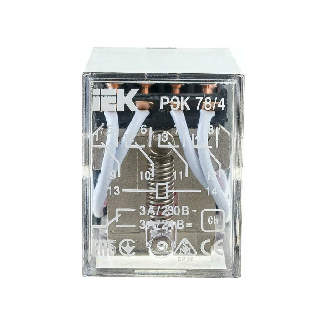 Реле промежуточное IEK РЭК 78-4, 3А, 220В, AC, модульное, RRP20-4-03-220A