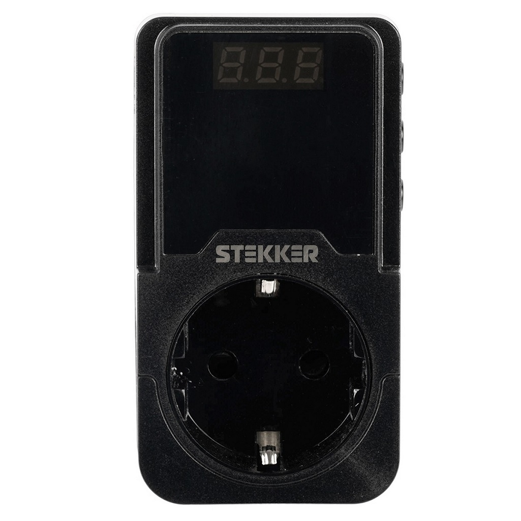 Реле напряжения Stekker VPR-200B 50690, для розетки, регулируемое, 230В, 16A, черный