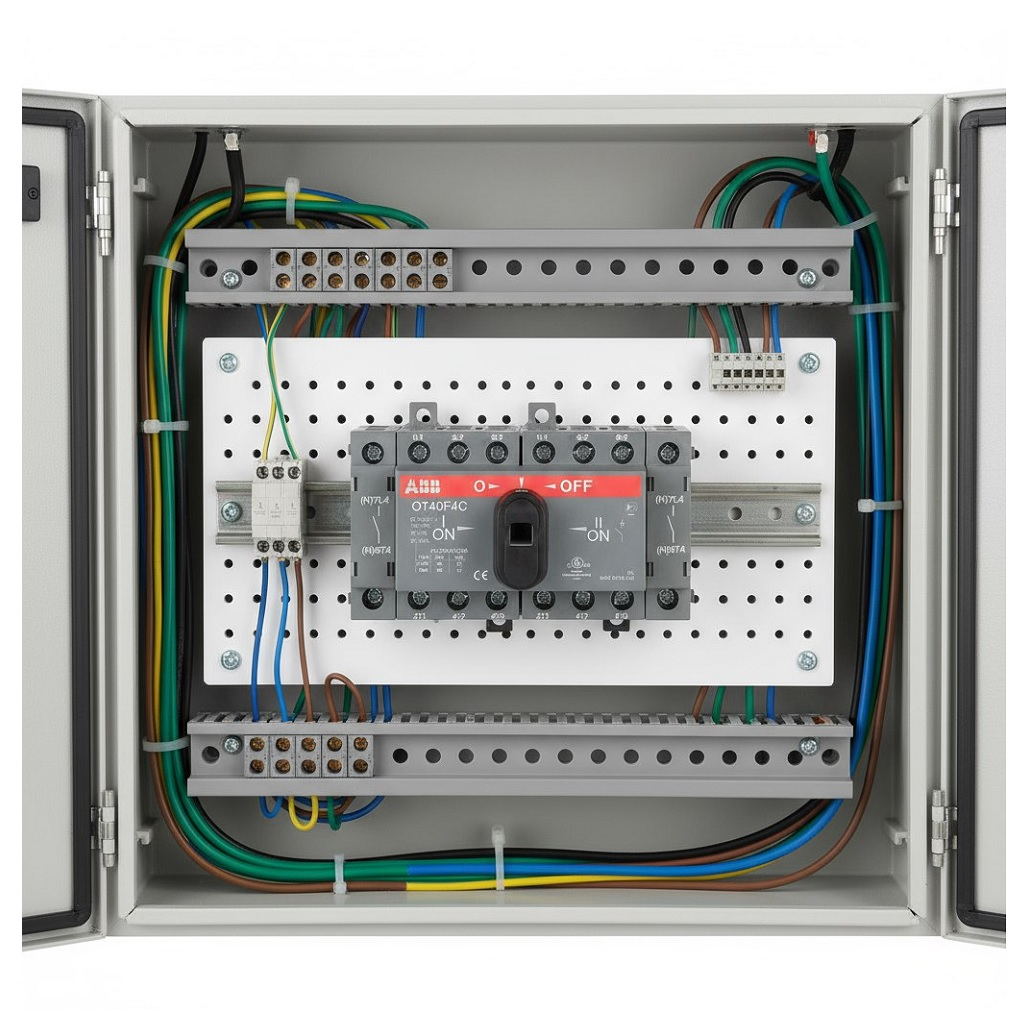 Рубильник реверсивный ОТ40А F4С (1-0-2) АВВ, с дополнительными полюсами
