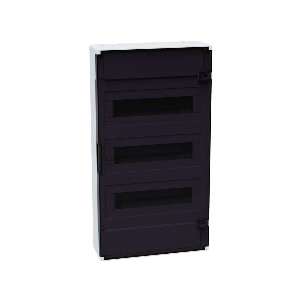 Корпус пластиковый навесной КЭАЗ OptiBox Pro 36-NKR-IP40, 379803, IP40, 36 модулей, прозрачная черная дверца