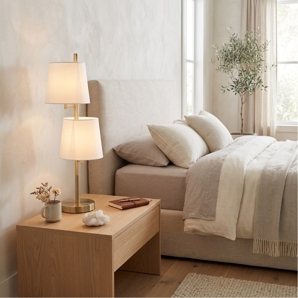 Светильник настольный Illumico IL0803-2TSQ-26 AB DS, 80 Вт, E14, бронза, белый