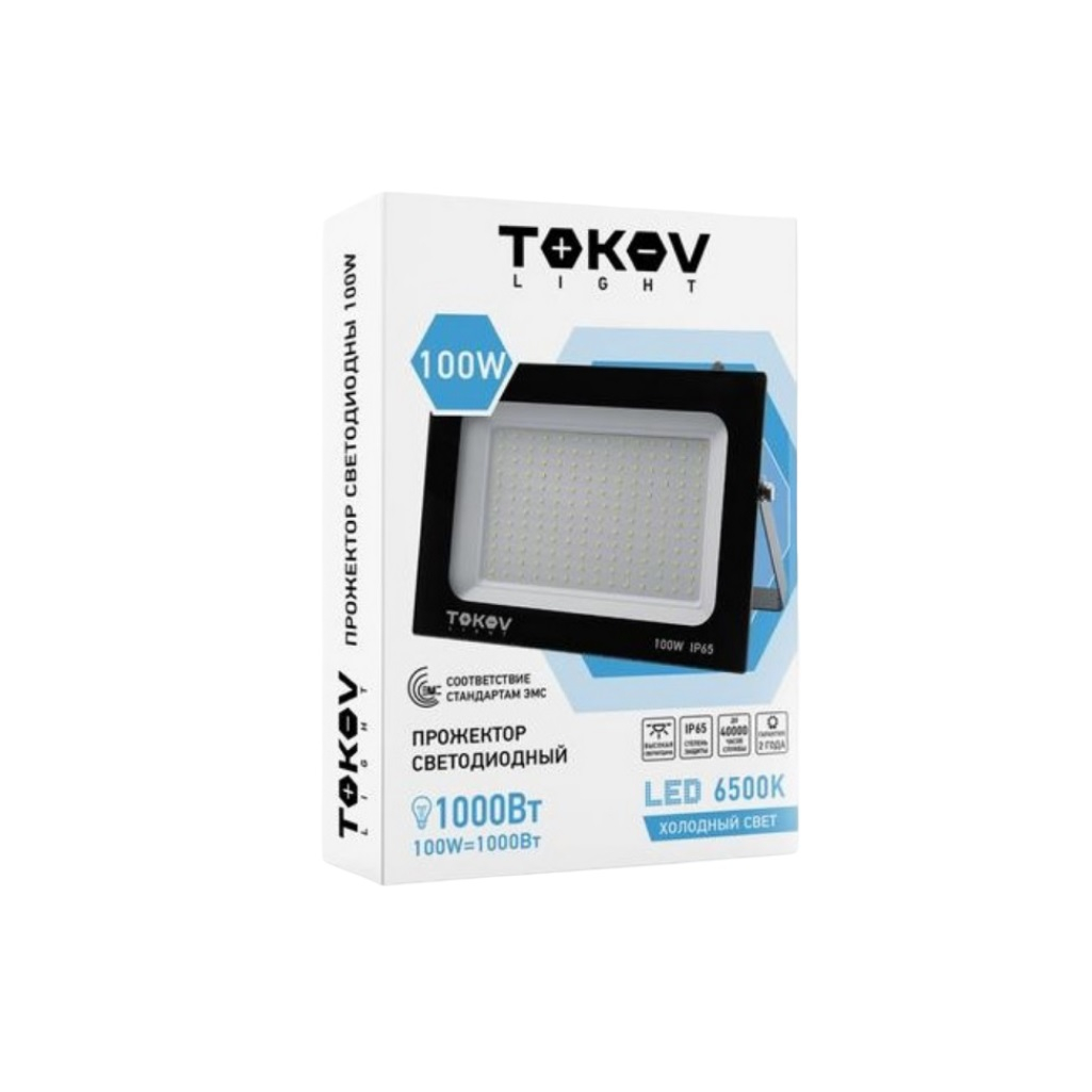 Прожектор светодиодный TOKOV LIGHT TKL-FL/LED-100-6.5K-IP65, 100 Вт, 6500К холодный свет