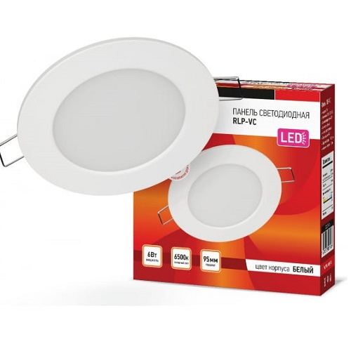 Панель светодиодная встраиваемая IN HOME RLP-VC 6Вт 230В 6500K IP40 95мм