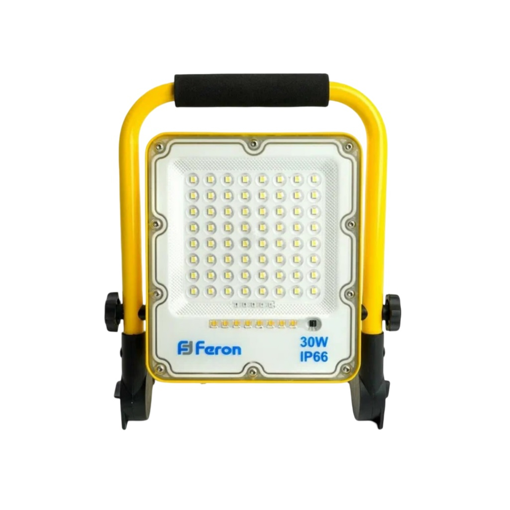 Прожектор светодиодный Feron LL-950, 48675, 30W, 6400K холодный свет, IP66, переносной, с зарядным устройством