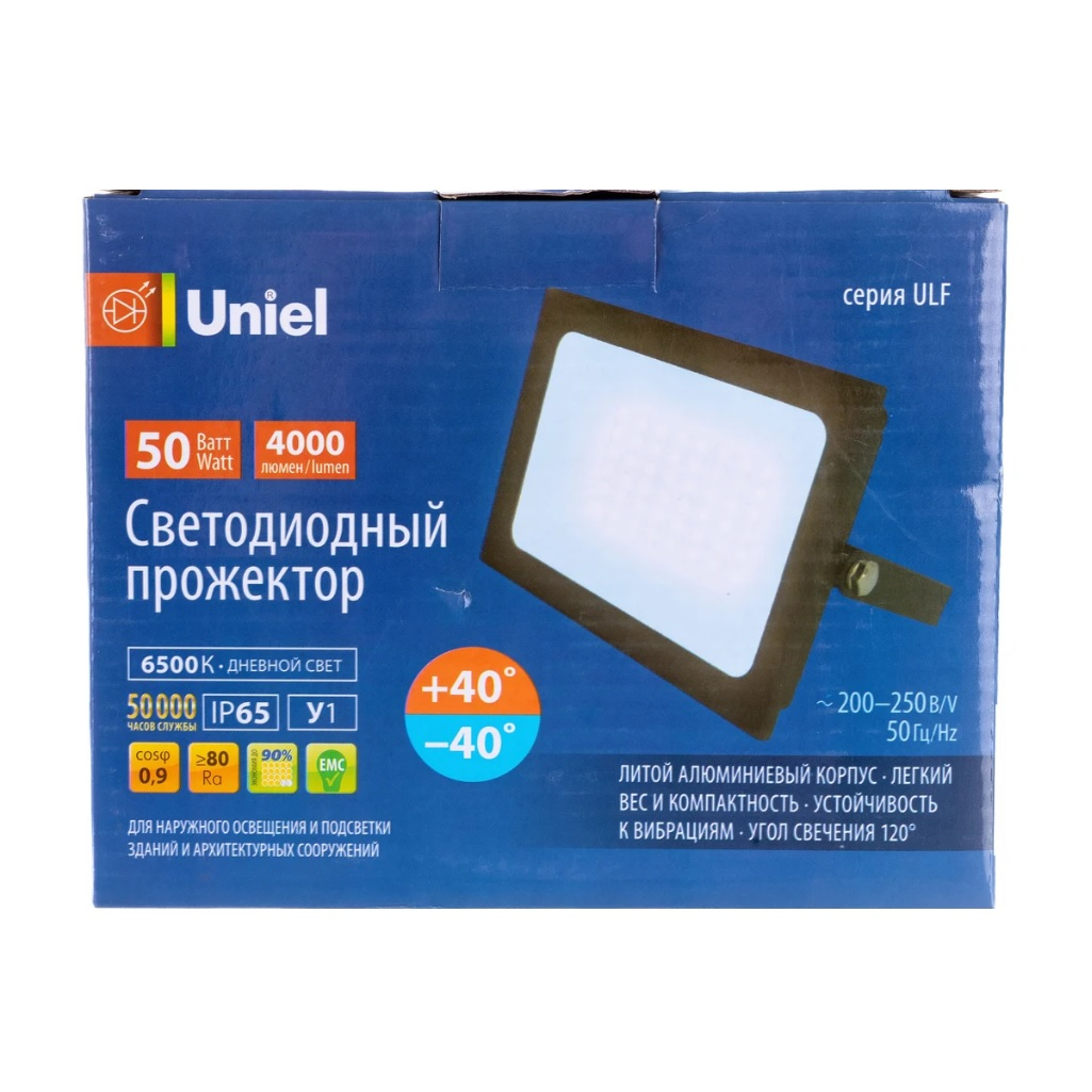 Прожектор светодиодный Uniel ULF-F21, UL-00007365, 50W, 6500K, IP65, черный