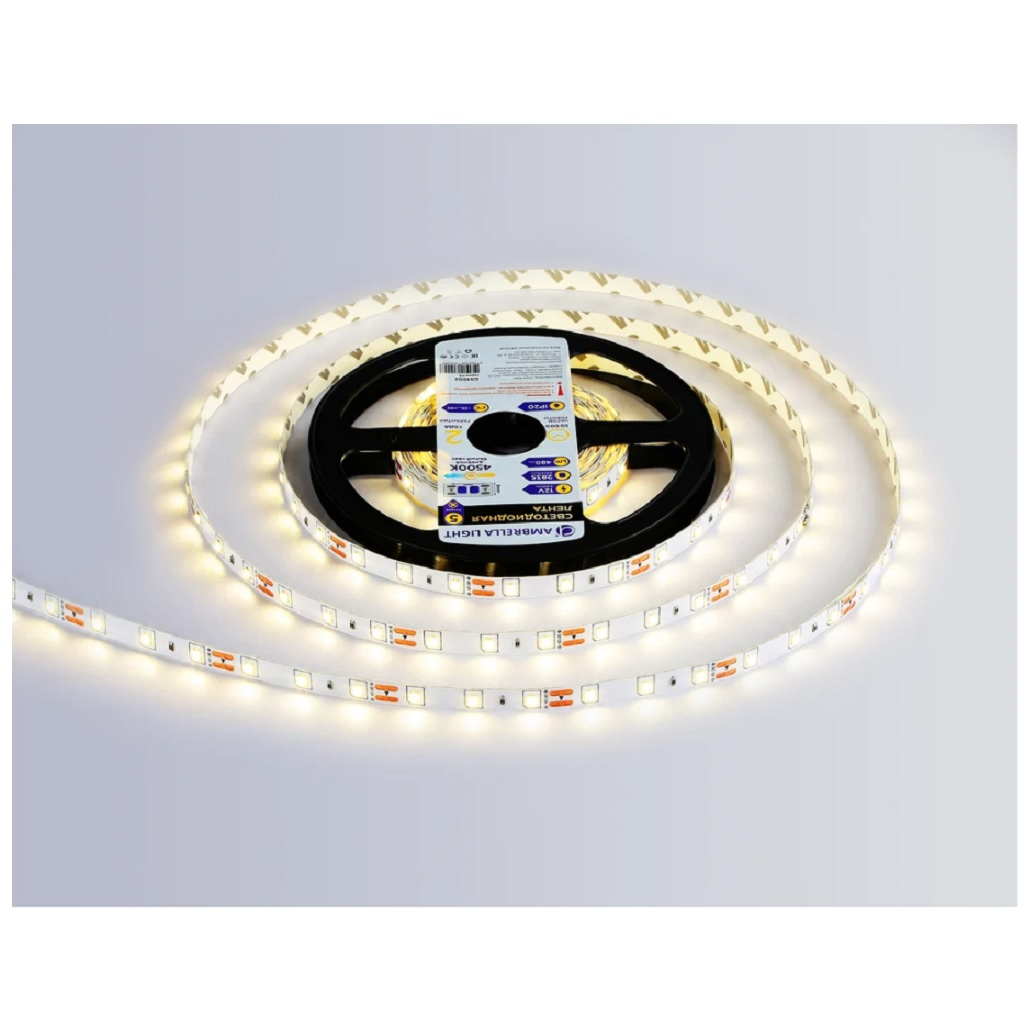 Светодиодная лента Ambrella GS1002 2835 60Led 4.8 Вт 12В IP20 4500K, 5 метров