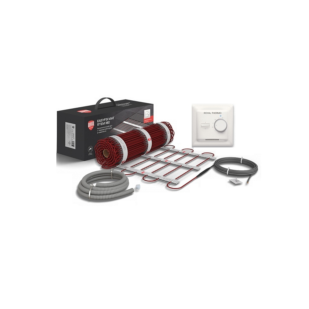 Комплект теплого пола Royal Thermo EasyFix Mat RTEM 2-180-10 с терморегулятором, 1800 Вт, 10 кв.м.