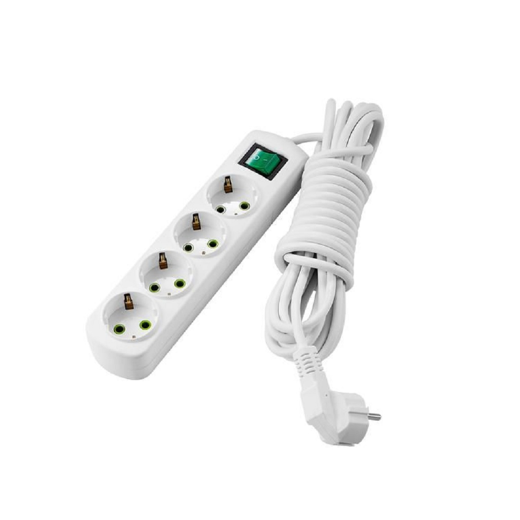 Удлинитель Lezard Letitia 721-0405-402 с заземлением, 4 розетки, 5 м, 3.5 кВт