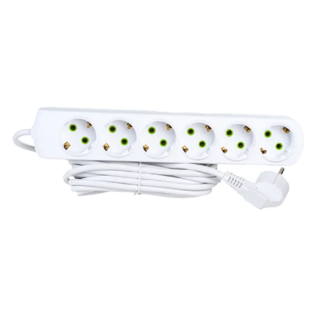 Удлинитель Lezard Letitia  721-0605-601 с заземлением, 6 розеток, 5 м, 3.5 кВт