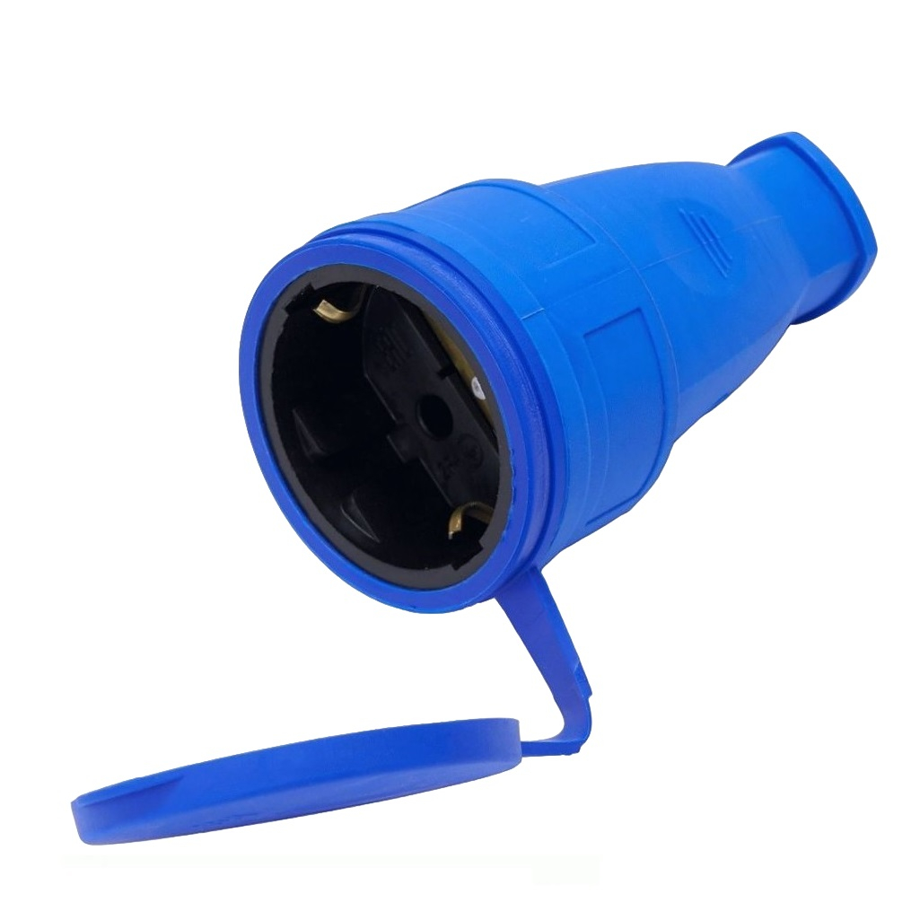 Розетка 1-местная Stekker RST16-21-44 Одри 39196, с заземлением, переносная, с крышкой, каучук, цвет синий  