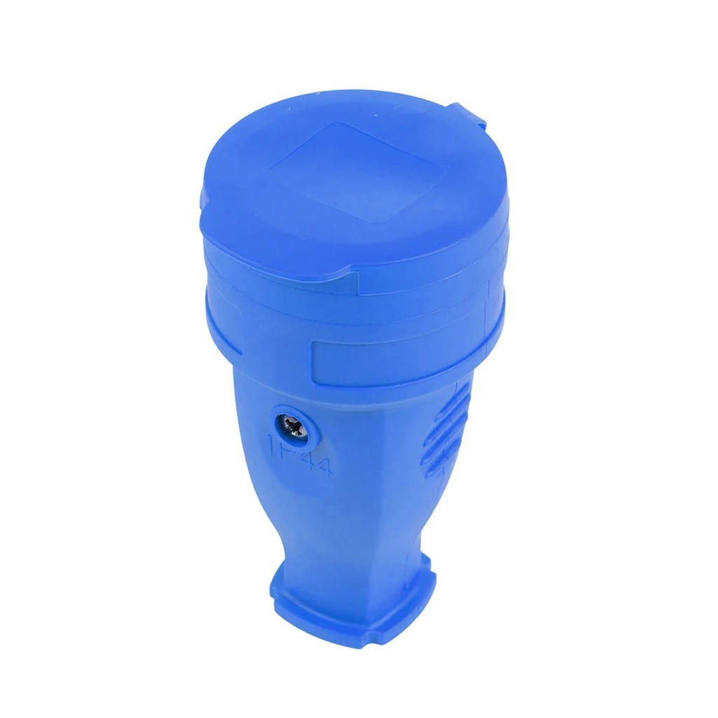 Розетка 1-местная Stekker RST16-21-44 Одри 39196, с заземлением, переносная, с крышкой, каучук, цвет синий  