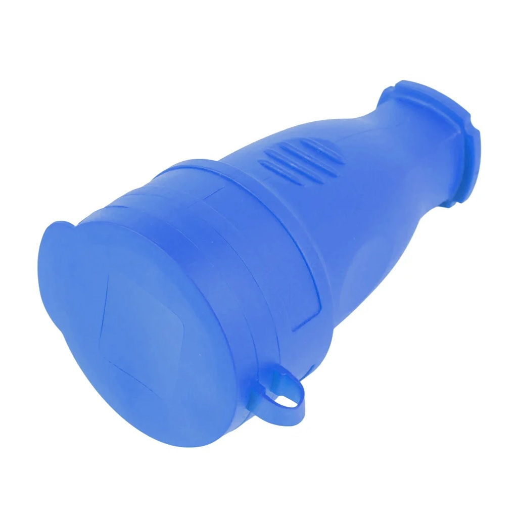 Розетка 1-местная Stekker RST16-21-44 Одри 39196, с заземлением, переносная, с крышкой, каучук, цвет синий  