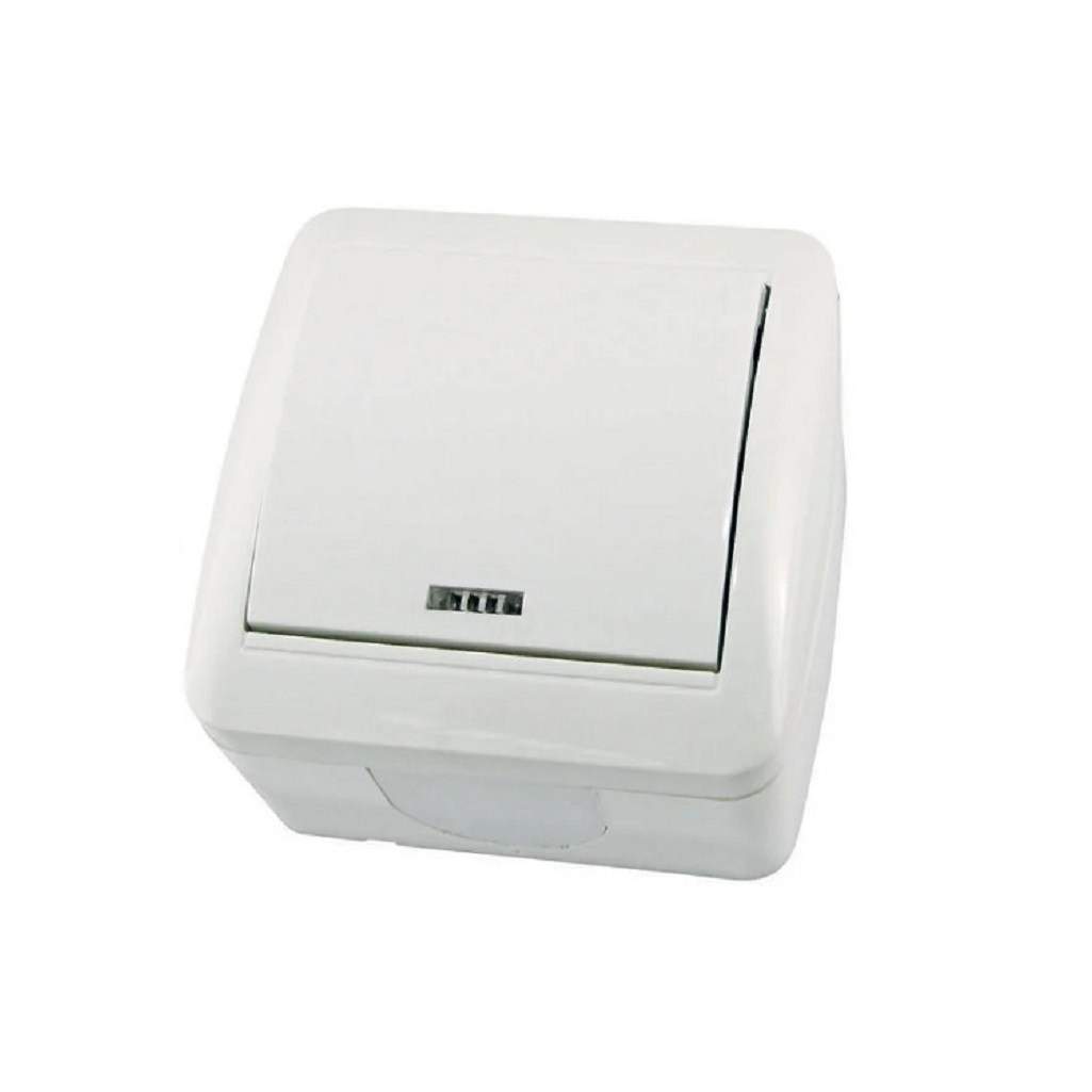 Выключатель одноклавишный TDM Electric Селигер SQ1818-0003, накладной, оконечный белый