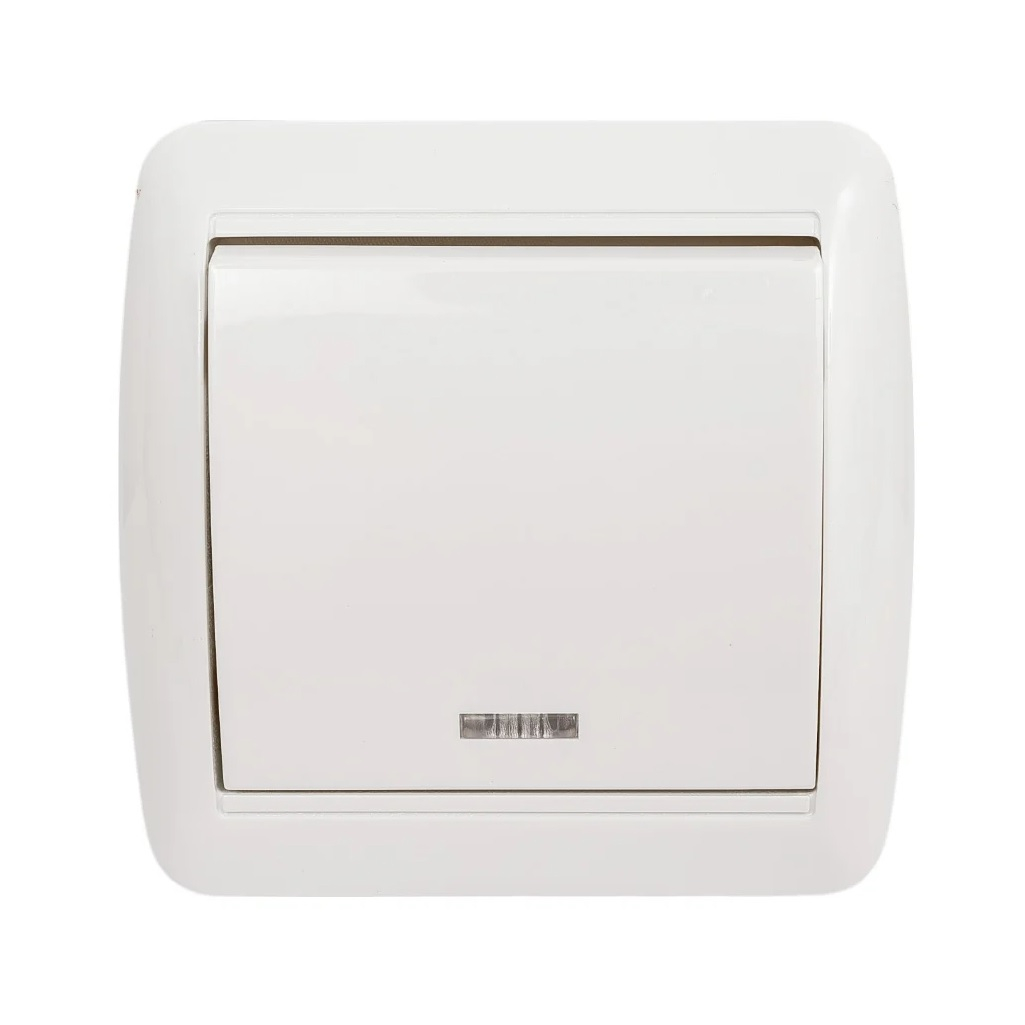 Выключатель одноклавишный TDM Electric Селигер SQ1818-0003, накладной, оконечный белый