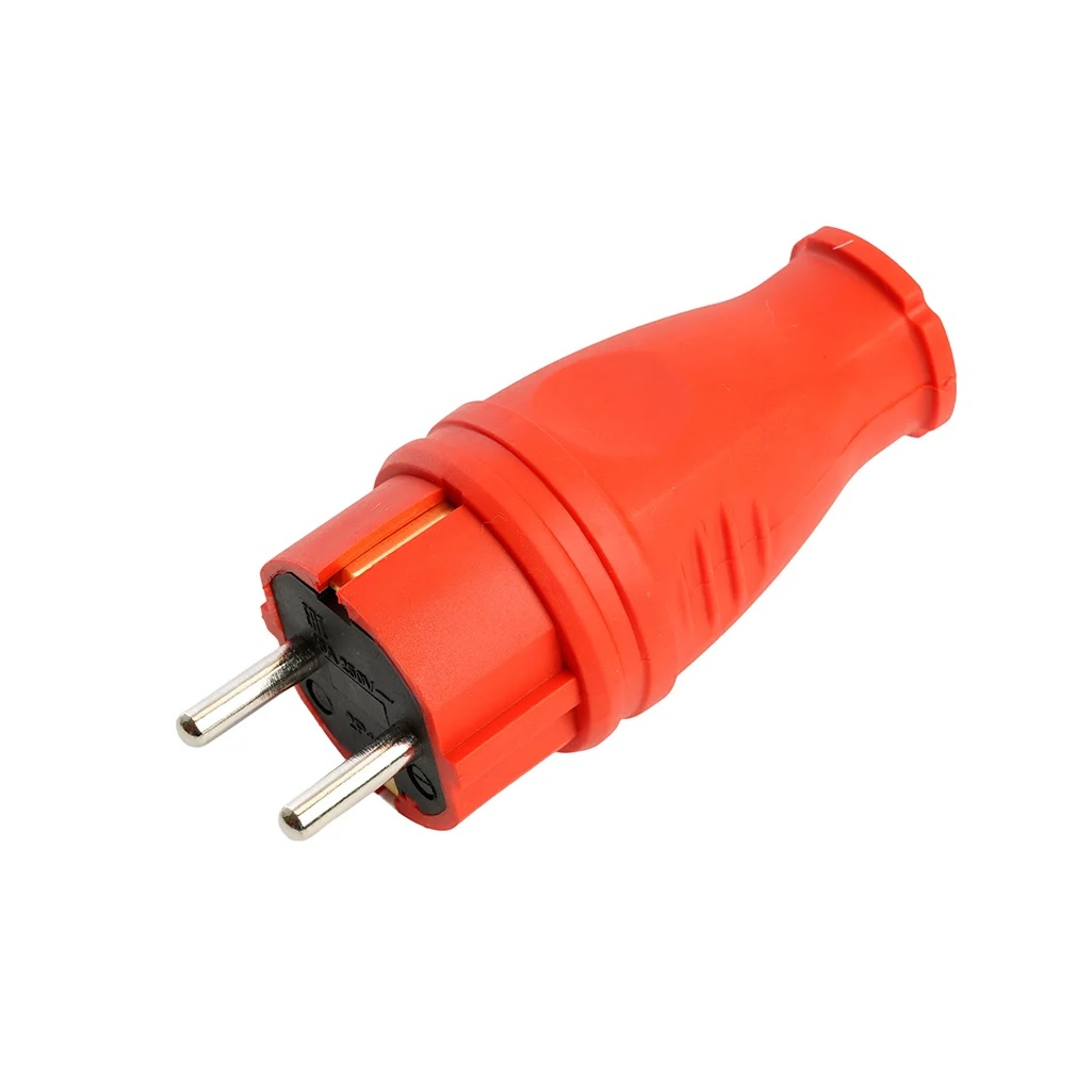 Вилка электрическая Stekker RPG16-21-441 Одри 39160, с заземлением, прямая, каучук, 16А, 250В, IP44, цвет красный  