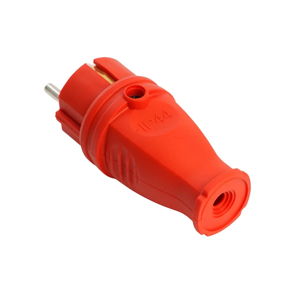 Вилка электрическая Stekker RPG16-21-441 Одри 39160, с заземлением, прямая, каучук, 16А, 250В, IP44, цвет красный  