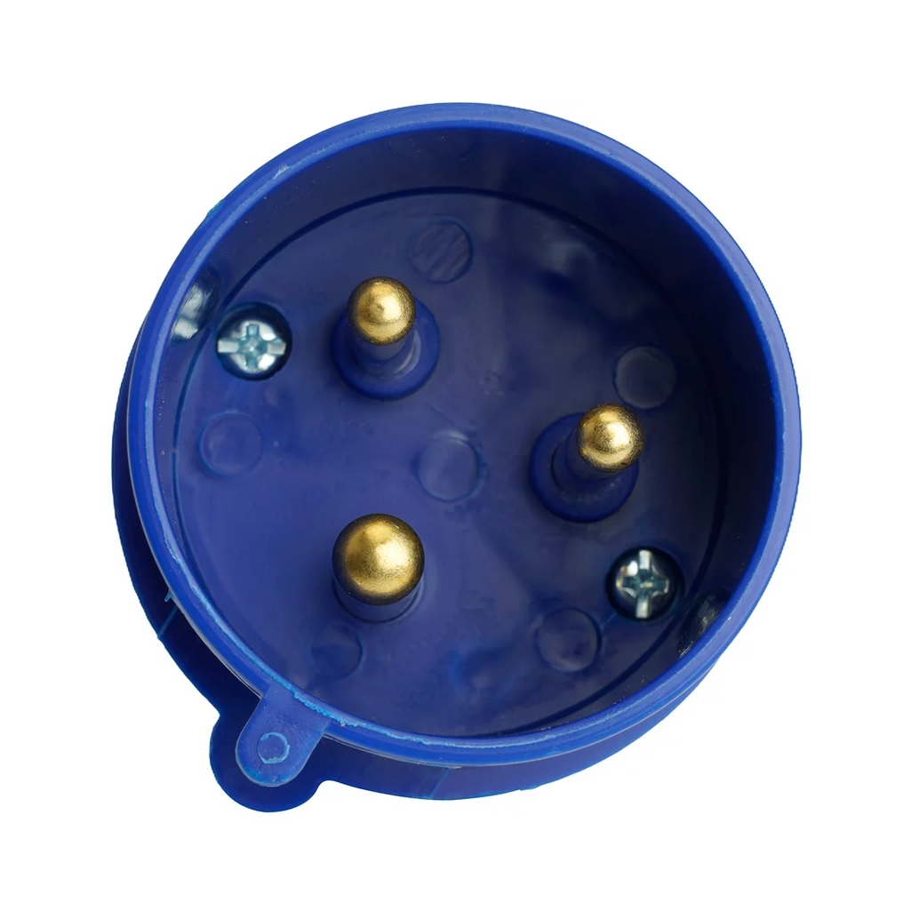 Вилка прямая Stekker ST-023 PPG32-023-44 49427, 32А, 220В, 2P+PE, IP44, термопласт, белый с синим