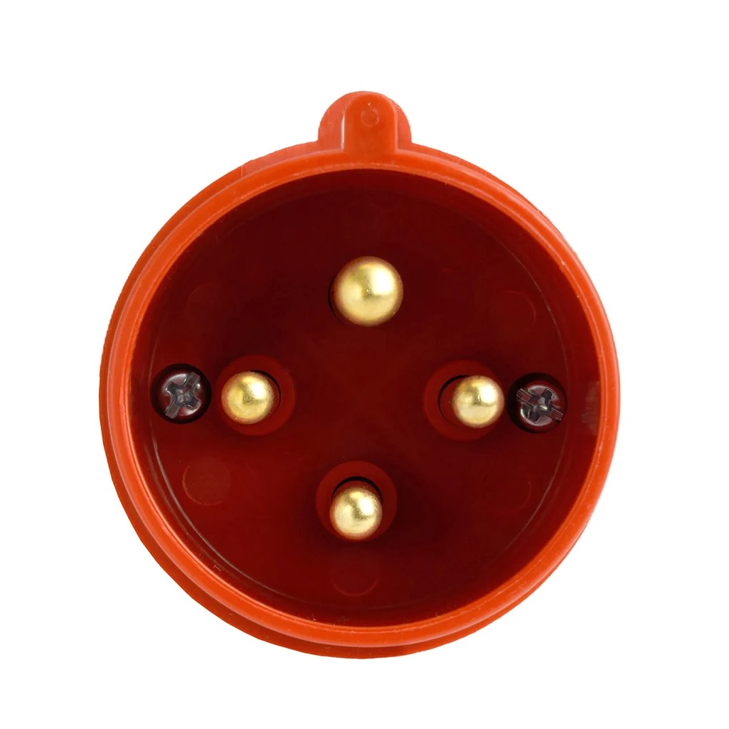 Вилка прямая Stekker ST-024 PPG32-024-44 49430, 32А, 380В, 3P+PE, IP44, термопласт, белый с красным