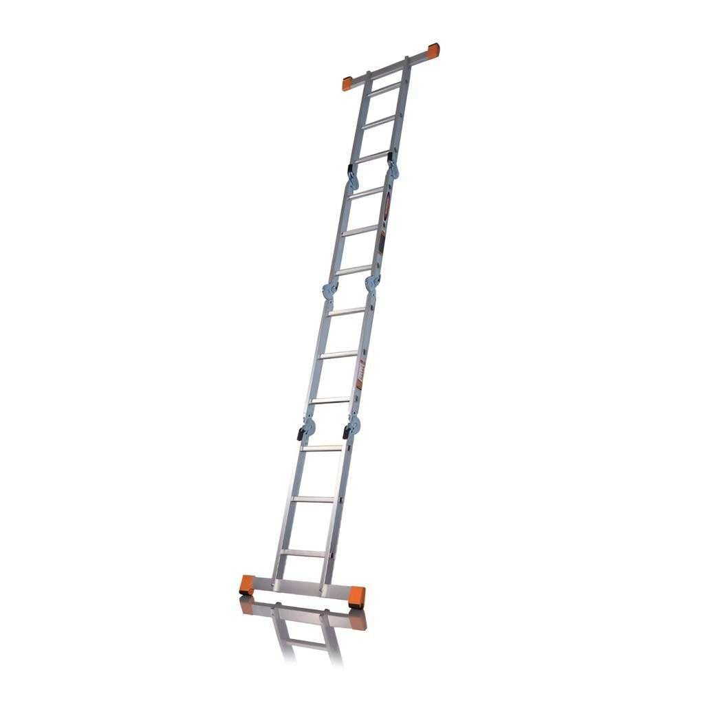 Лестница трансформер Эйфель Классик, алюминиевая, 2х3+2х4 ступени, 4 секции, нагрузка до 150 кг 