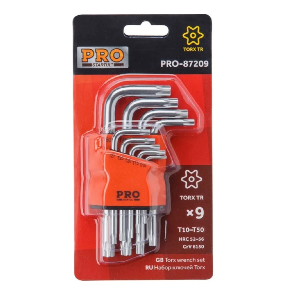 Набор ключей Startul Pro-87209 Torx, короткие, хромоникелевое покрытие, в упаковке 9 штук