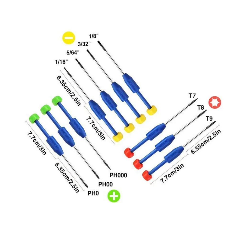 Набор прецизионных отверток Workpro WP200530, противоскользящие наконечники, 10 шт.