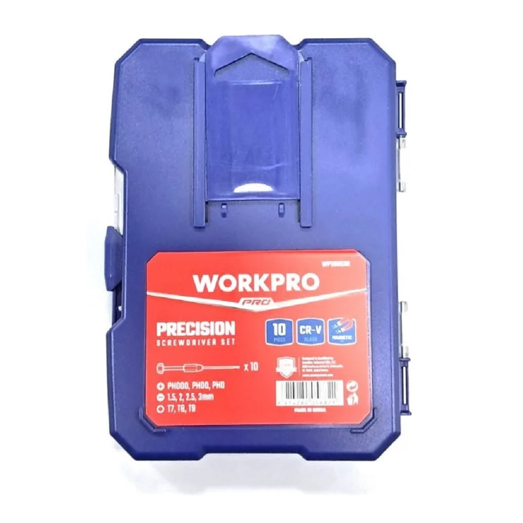 Набор прецизионных отверток Workpro WP200530, противоскользящие наконечники, 10 шт.