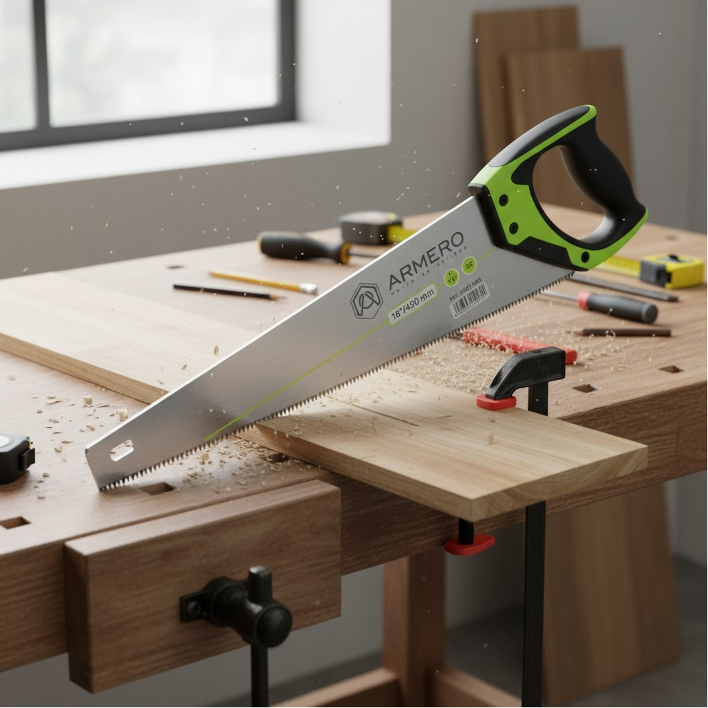 Ножовка по дереву Armero A531/450, 3D крупный зуб, трехгранная заточка, 450 мм