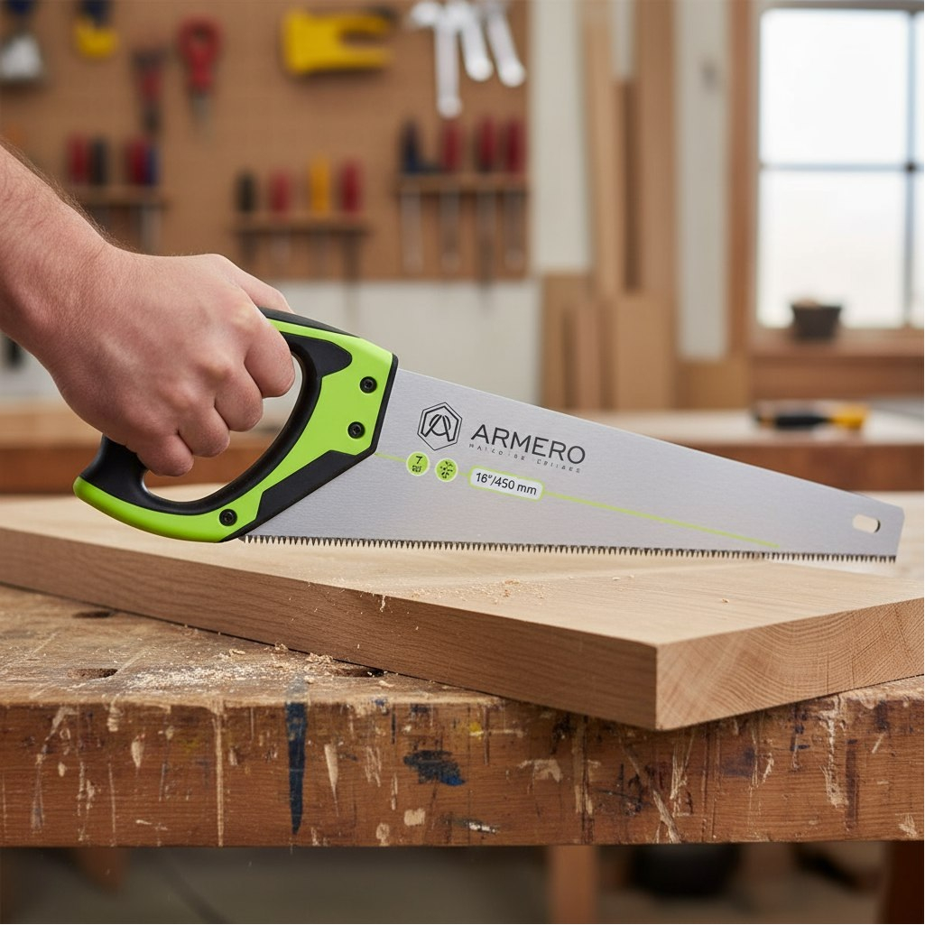 Ножовка по дереву Armero A531/450, 3D крупный зуб, трехгранная заточка, 450 мм