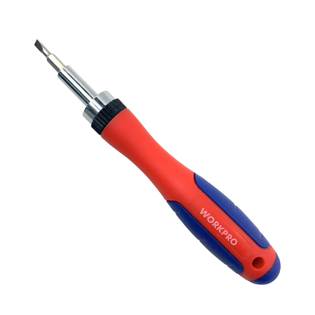 Отвертка с трещоткой Workpro WP200516, эргономичная рукоятка, 18 предметов