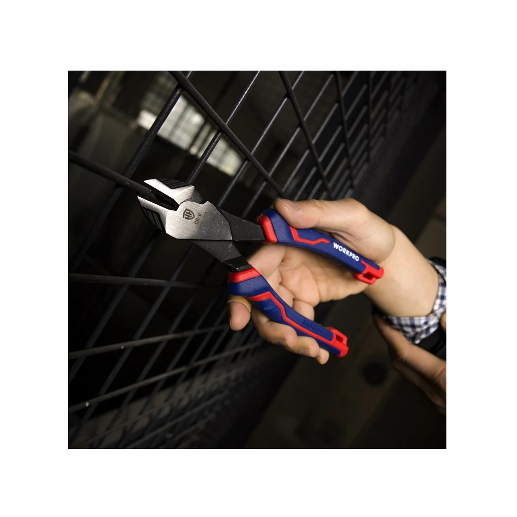 Бокорезы усиленные Workpro WP231023, двухкомпонентные рукоятки, сталь, 180 мм