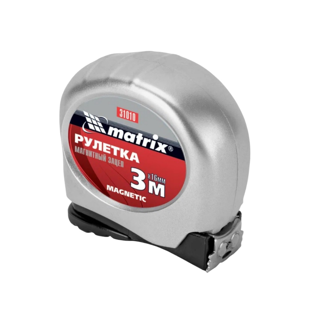 Рулетка Matrix Magnetic, 3 м, 16 мм, сталь, магнитный зацеп, 31010