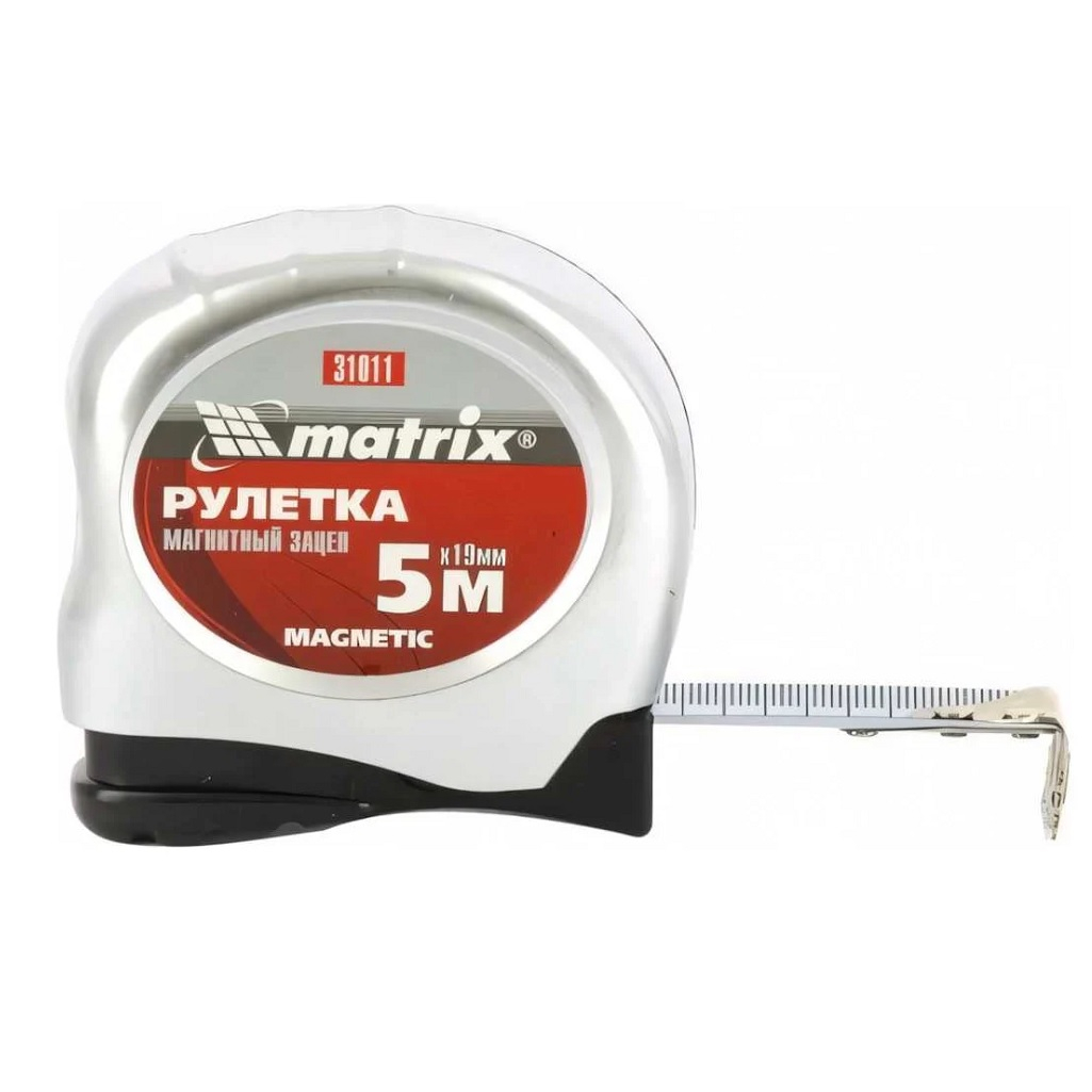 Рулетка Matrix Magnetic 31011, 5 м х 19 мм, магнитный зацеп, четкая и контрастная шкала
