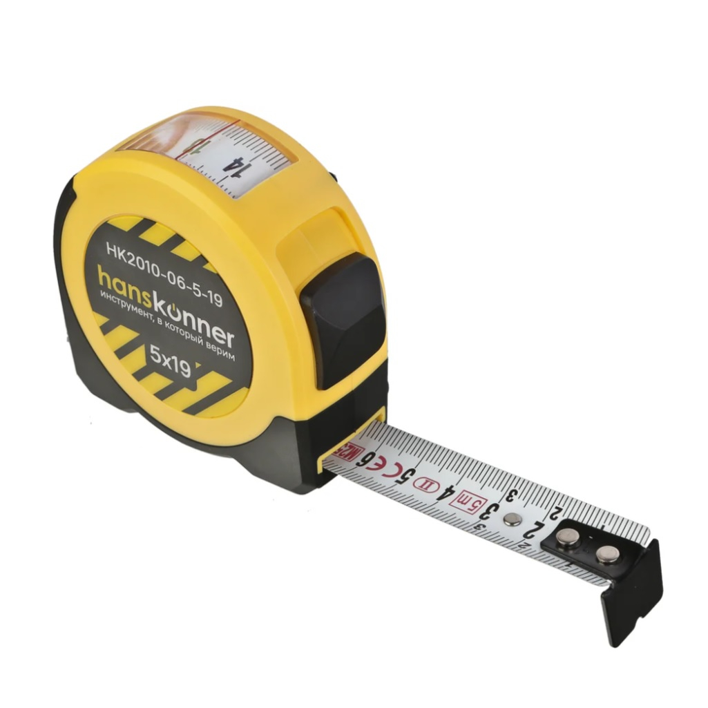 Рулетка Hanskonner HK2010-06-5-19, клипса для крепления, 5 м х 19 мм