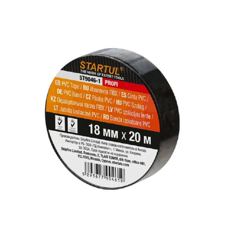 Изолента ПВХ 18 мм х 20 м, черная Startul Profi