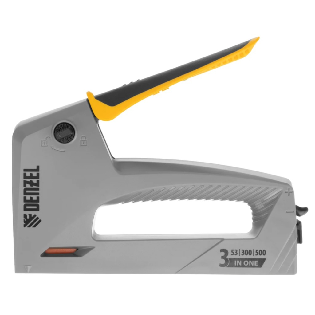 Степлер мебельный Denzel 40213, тип 53, 6-14 мм, пластиковый корпус, регулировка силы удара