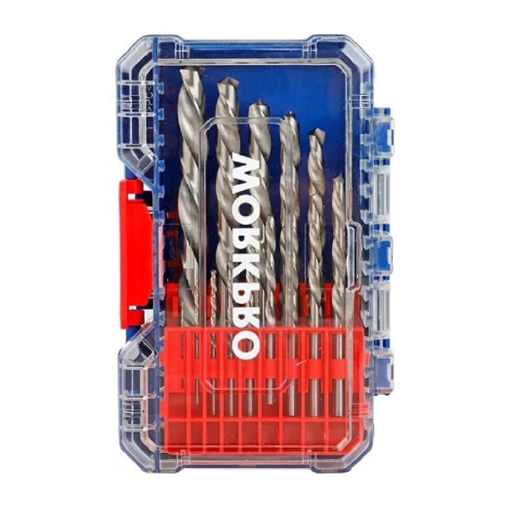 Набор сверл по металлу Workpro WP409010, точная заточка, пластиковый кейс, 15 шт.