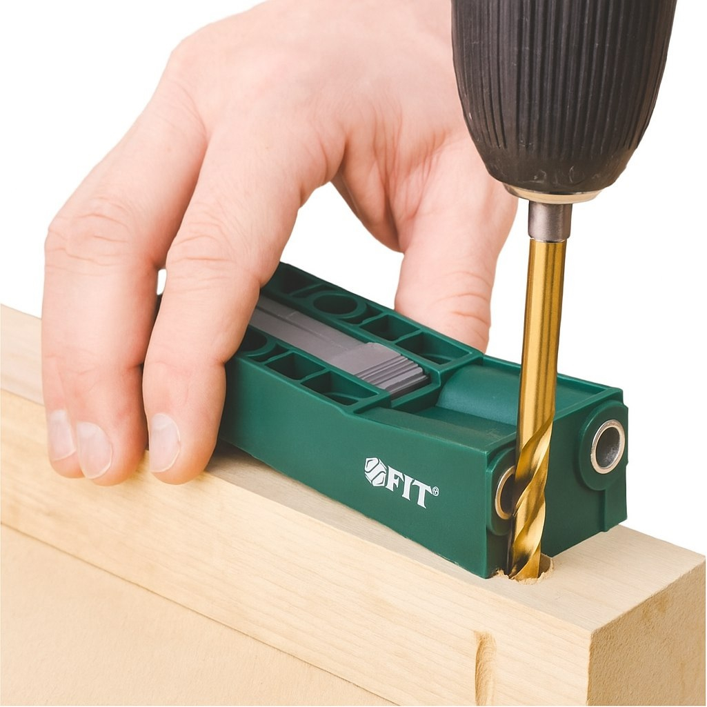 Кондуктор для глухих отверстий FIT 36417, двойной, пластиковый кейс