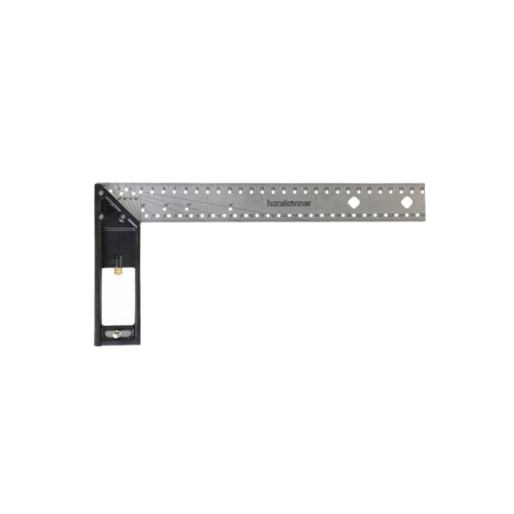 Угольник Hanskonner HK2020-11-300, 300 мм, строительный, разметочный, нержавеющая сталь