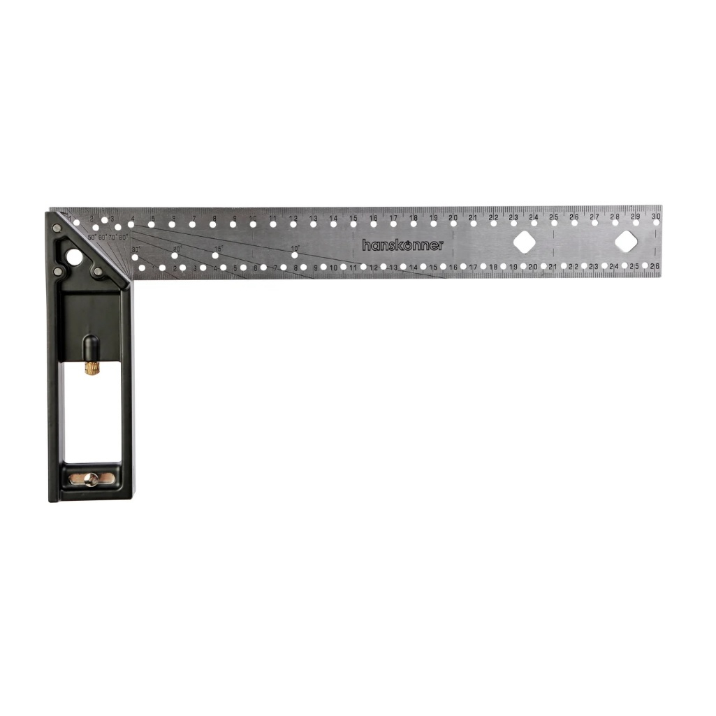 Угольник Hanskonner HK2020-11-300, 300 мм, строительный, разметочный, нержавеющая сталь