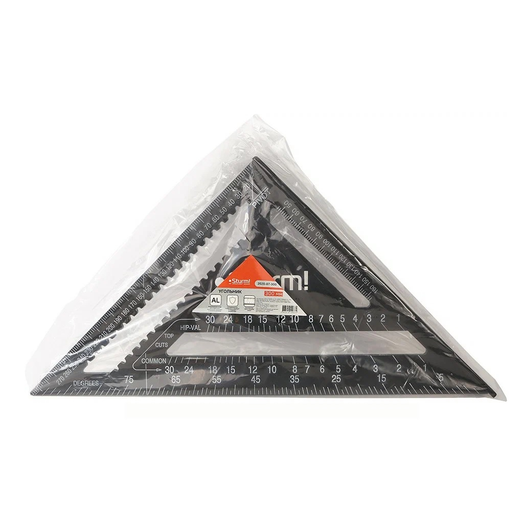 Угольник Sturm Свенсона 2020-07-300, 300 мм, алюминиевый сплав, черная оксидация, белая шкала