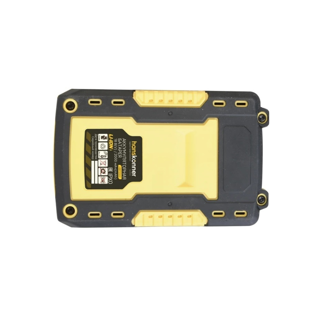 Аккумулятор Hanskonner HBP2002, 1BatterySystem, 18В, 2.0Ah, Li-Ion, слайдер, индикатор заряда, USB-разъем