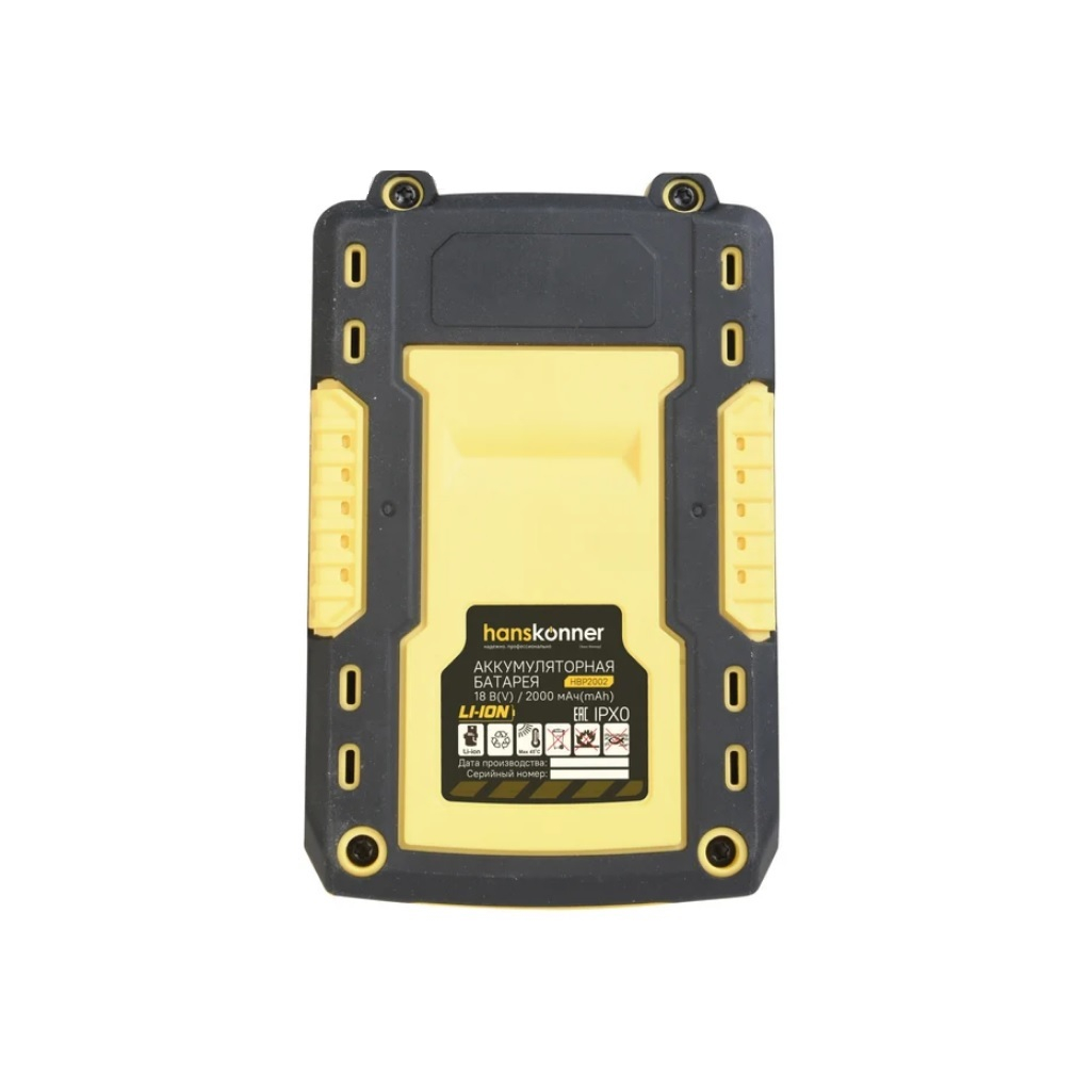 Аккумулятор Hanskonner HBP2002, 1BatterySystem, 18В, 2.0Ah, Li-Ion, слайдер, индикатор заряда, USB-разъем