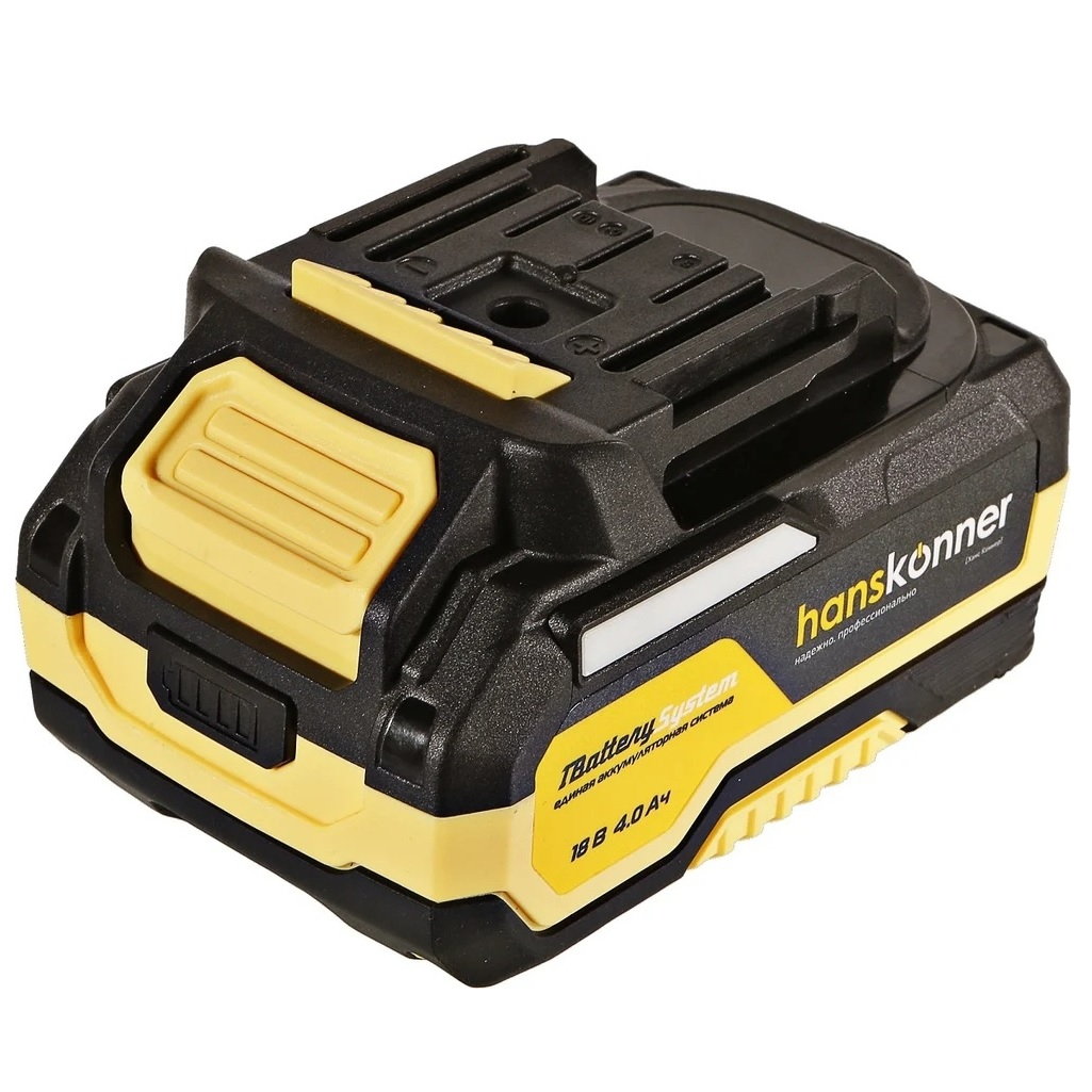 Аккумулятор Hanskonner HBP2004TAB, 1BatterySystem, 18В, 4.0Ah, Li-Ion, слайдер, индикатор заряда