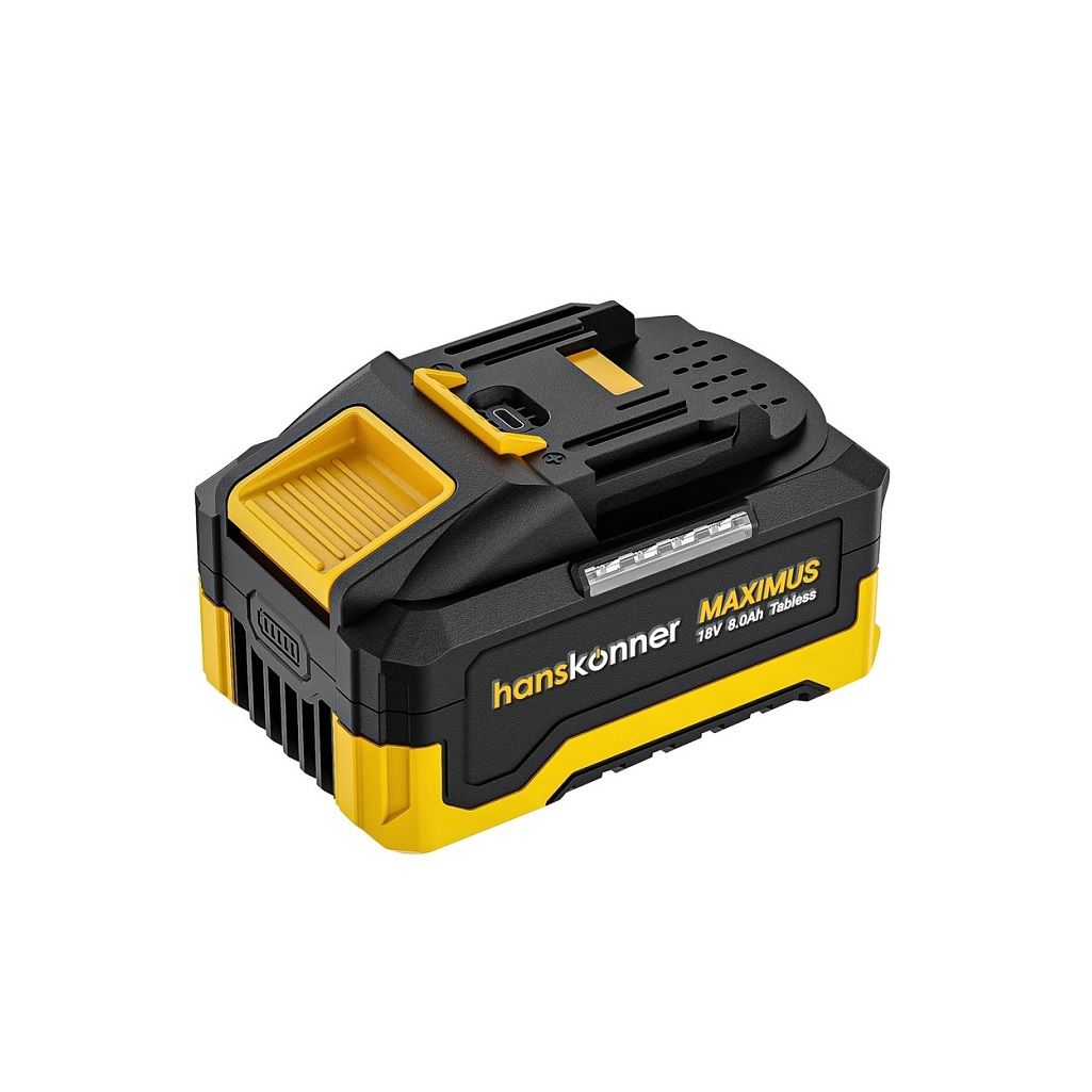 Аккумулятор Hanskonner Maximum Tabless HBP2008TAB, 1BatterySystem, 18В, 8.0Ah, Li-Ion, слайдер, индикатор заряда