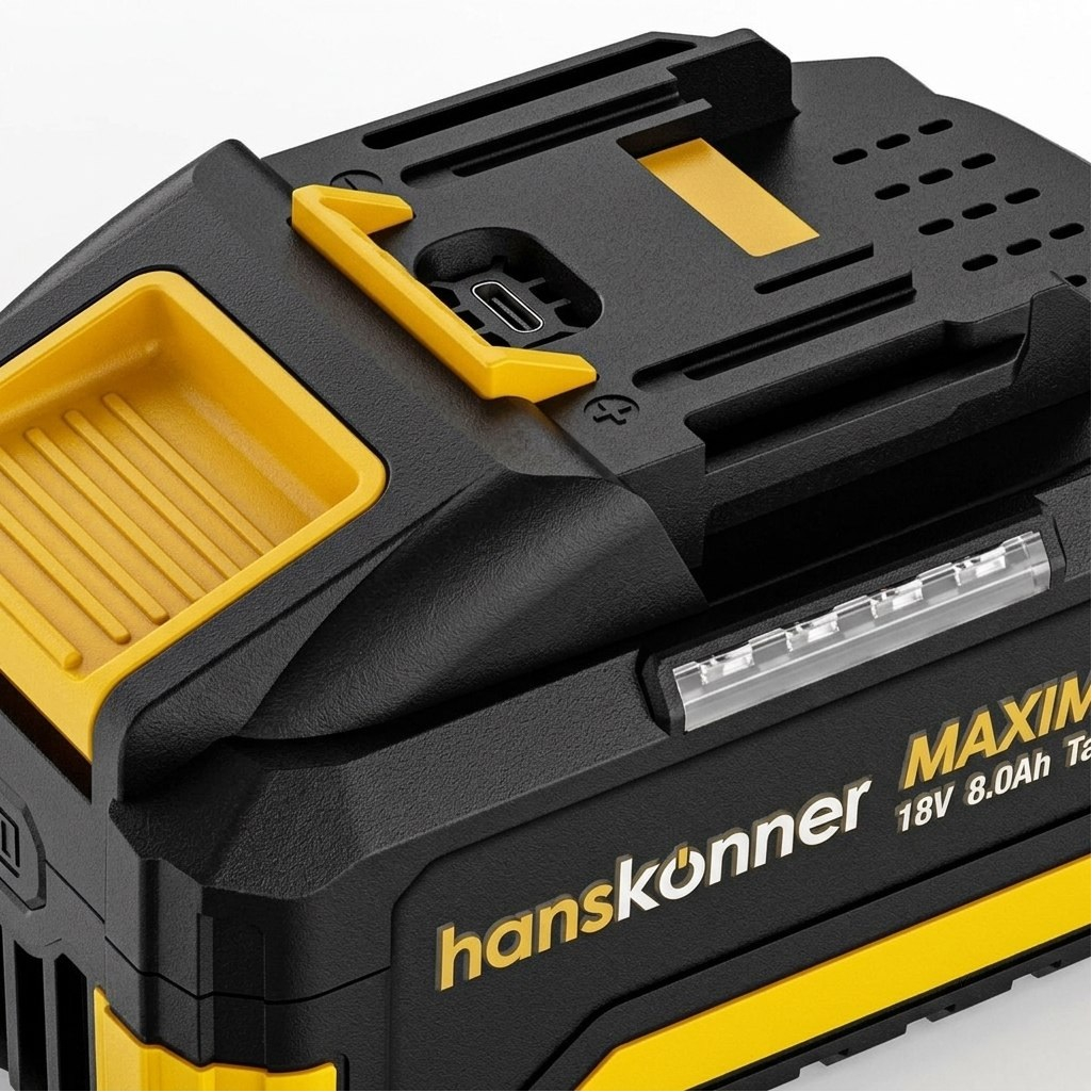Аккумулятор Hanskonner Maximum Tabless HBP2008TAB, 1BatterySystem, 18В, 8.0Ah, Li-Ion, слайдер, индикатор заряда