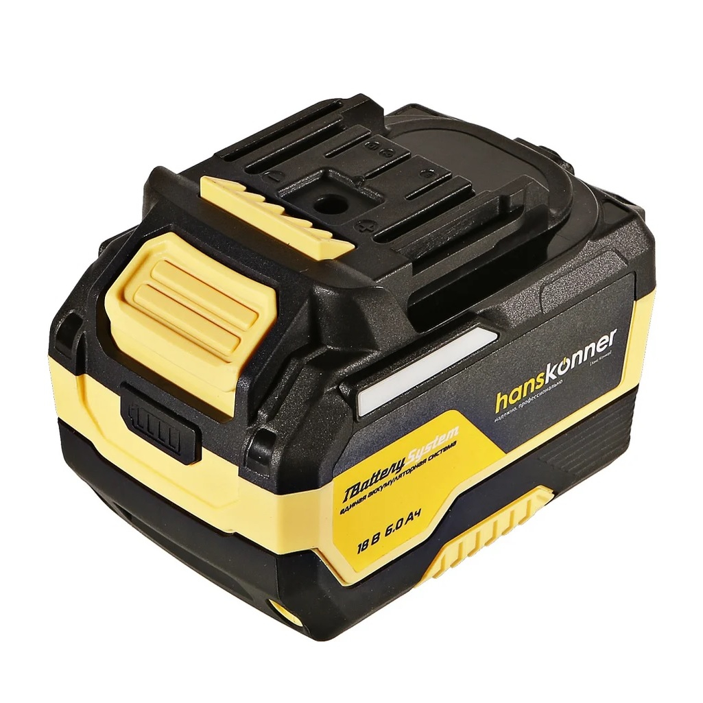 Аккумулятор Hanskonner HBP2006HP, 1BatterySystem, 18В, 6.0Ah, Li-Ion, слайдер, индикатор заряда