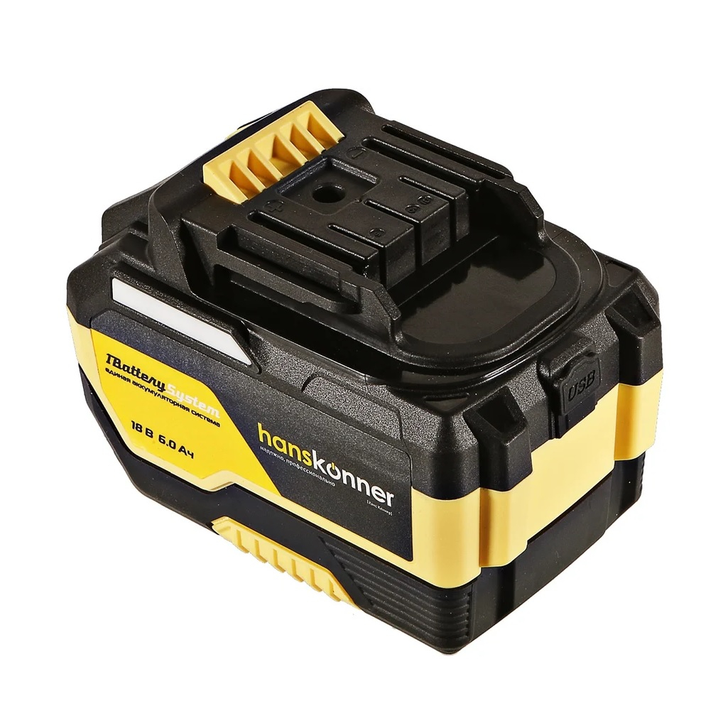 Аккумулятор Hanskonner HBP2006HP, 1BatterySystem, 18В, 6.0Ah, Li-Ion, слайдер, индикатор заряда