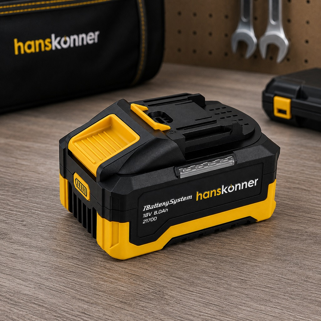 Аккумулятор Hanskonner HBP2008HP, 1BatterySystem, 18В, 8.0Ah, Li-Ion, слайдер, индикатор заряда, USB-разъем